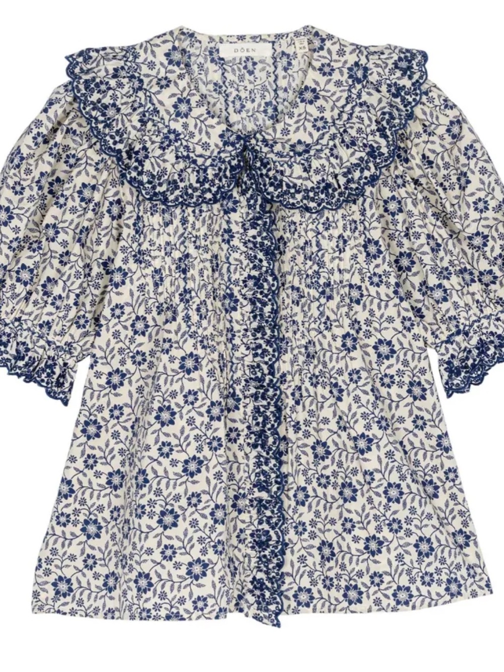 DÔEN Quincy Top in the color pattern Cream Jessamine Calico. Size Medium - Picture 5 of 6